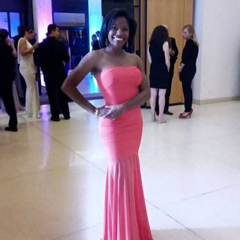 JS Collection Coral Evening Bodycon and Chiffon Formal Gown Prom Dress
